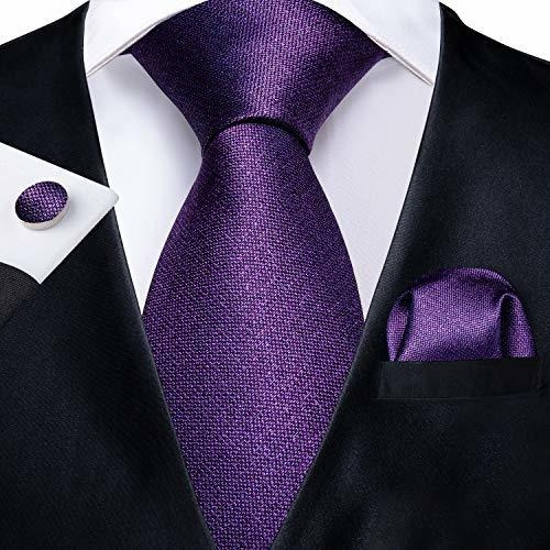 DiBanGu Juego de gemelos de corbata de seda sólida y bolsillo cuadrado para corbata de boda para hombre 