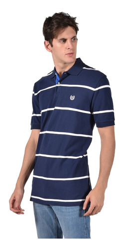 Polo Chaps Azul C/ Rayas Blancas