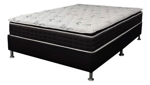 Sommier 2 Plazas D60 Pillow Top Colchón Espuma Soporte 130kg