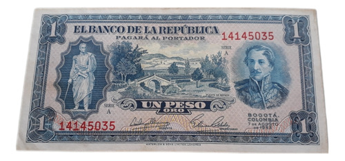 Colombia 1 Peso Oro 7 De Agosto De 1953