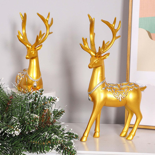 2x Colección De Figuras De Alce Adornos De Escritorio Para