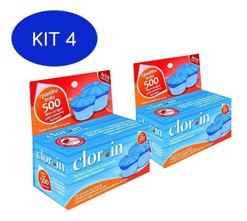 Kit 4 Clorin Desinfetante De Água Para Consumo Humano 500lt
