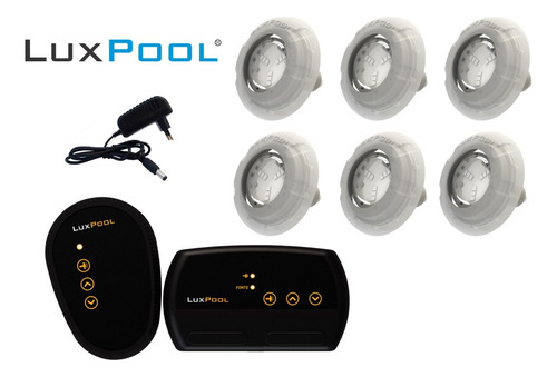 Kit Led Piscina Com Módulo Rgb Luxpool + 6 Leds Rgb + Fonte