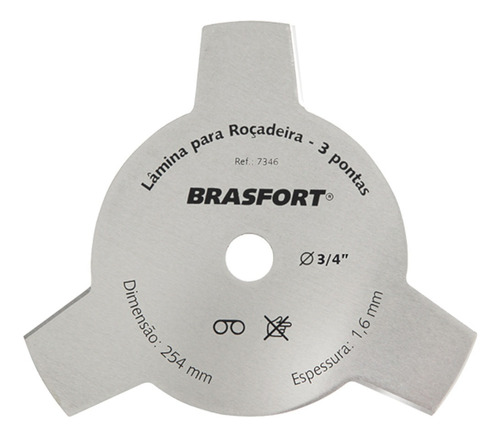 Lâmina Para Roçadeira 3 Pontas 3 X 254 Mm - 7347 Brasfort