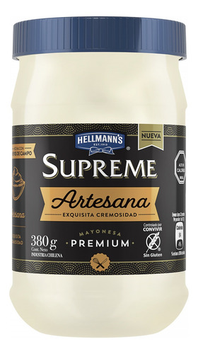 Imagen 2 de 3 de Hellmann's Supreme Artesana Frasco 380gr