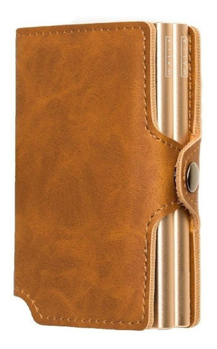 Billetera Walla Wallets Vintage Light Pardo Doble Cuero Rfid