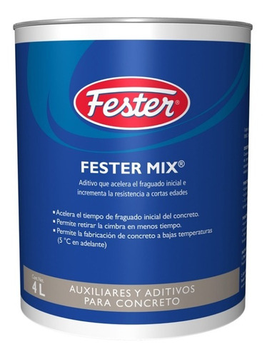 Acelerante Fraguado Concreto Fester Festermix 4lt 15200250