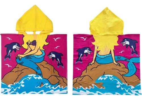 Toalla Bata D Baño Con Gorro Poncho Infantil Avengers Sirena