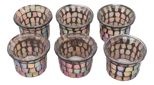 Portavelas De Vidrio, 6 Piezas, Candelabro Sólido En Mosaico