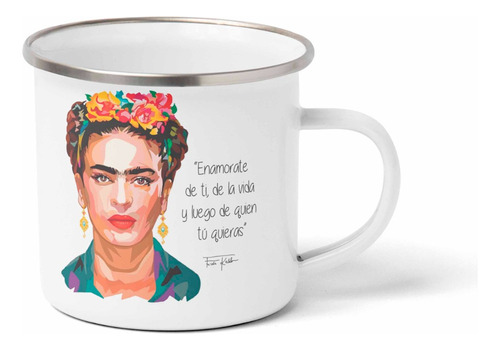 Tazon Enlozado Frida Kahlo Modelo 2 Metalico 12 Onzas