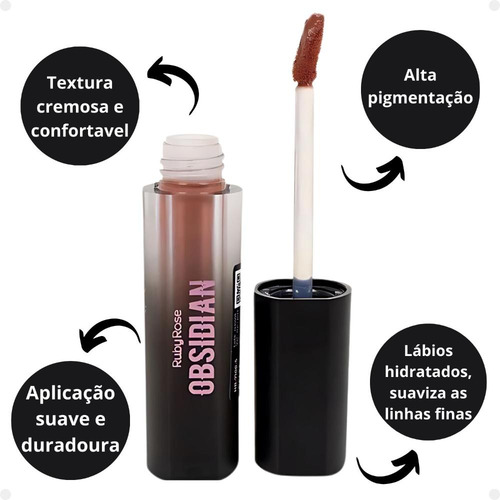Batom Líquido Ruby Rose Obsidian Crème Lip Ocl05 Hb-7100-5