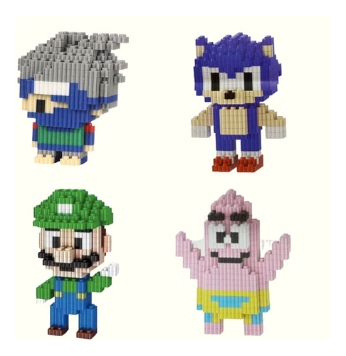 4 Kit Bloques Construcción Figuras Armables Rompecabezas 3d