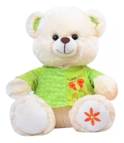 Oso De Peluche Osito Con Remera Colorida Verde Importado 