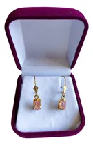 Comprar Aros Colgantes Oro 18 K Chatón Con Piedras Rosa De Francia
