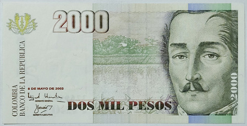 Billete 2000 Pesos 8/may/2002 Colombia Unc