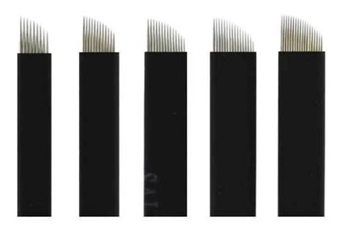 50 Agulhas Kit Tebori Microblading 0,18mm 12 E 16 Chanfrada
