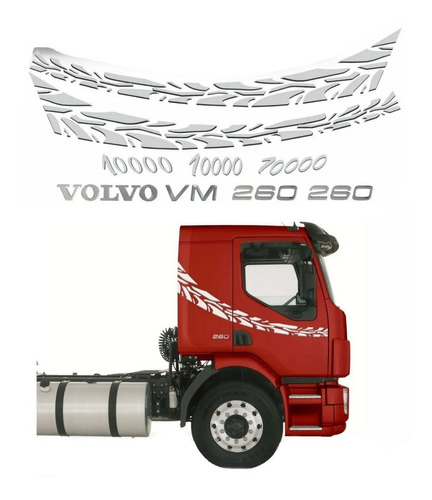 Kit Adesivos Emblema Faixa Lateral Para Volvo Vm 260 20697 Cor CROMAD0