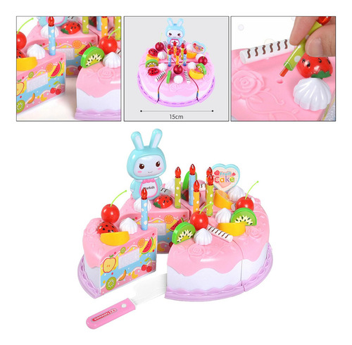 - 37 Piezas Niños Simulan Pastel De Cumpleaños Rosado 15cm