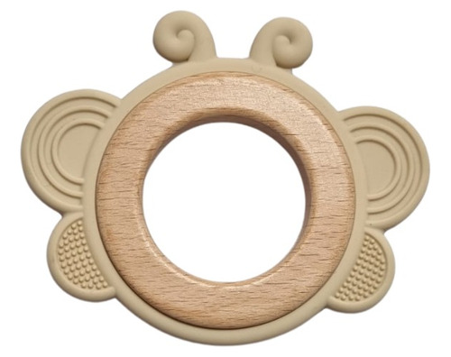 Mordedera Para Bebe De Silicon Con Madera Diseño Mariposa