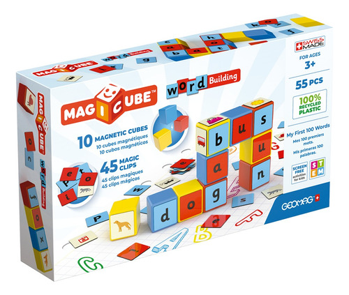 Magicube Bloques Magneticos Eco Con Clips De Letras 55 Pzas