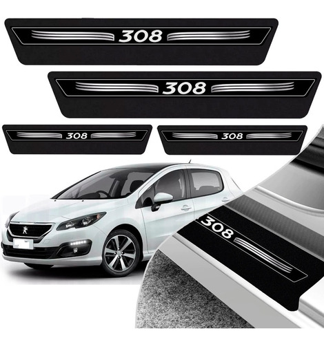 Kit 8 Peças Soleira Adesivo Porta Peugeot 308  2012 2013 20