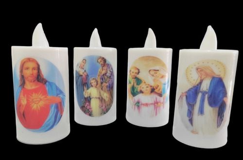 4 Velas Cirio Veladora Con Luz Led Efecto Llama