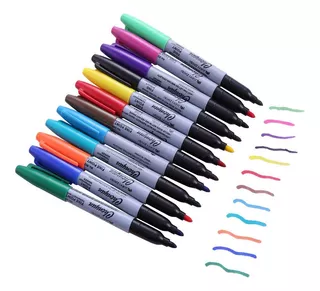 12 Plumon Marcador Permanente Tipo Sharpie Colores