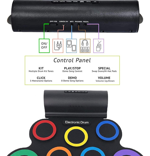 Juego De Batería Electrónica, 7 Almohadillas De Batería De P