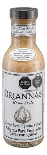 2 Pzs Aderezo Para Ensaladas Briannas César Con Queso 355 Ml