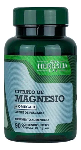 comprar Citrato de Magnesio con Omega 3 - Magnesio Ultra Absorbente - Apoyo Muscular y Cognitivo - Magnesio de Alta pureza - 90 Cápsulas 400 mg Herbalia Lab