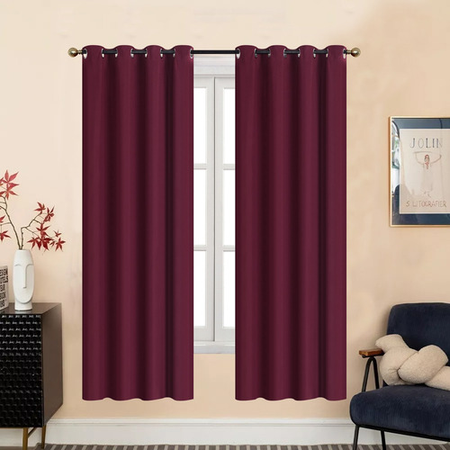 Cortina Blackout En 2 Paneles 280x220cm Premium Quality! Color Vino Premium