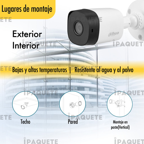 Kit Cámara Seguridad Dahua Cctv 2mp Exterior Dvr 4ch Fuente