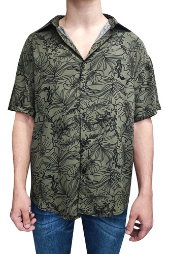 Camisa Floreada Overzise Havaiana 6 Pagos Suelta Fibrana