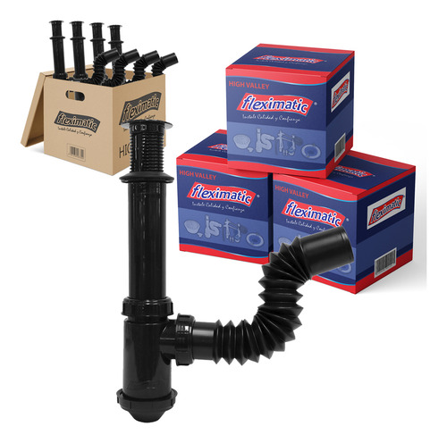 Kit 5 Pzs Cespol Flexible P/lavabo C/atrapatodo Negro 2218n