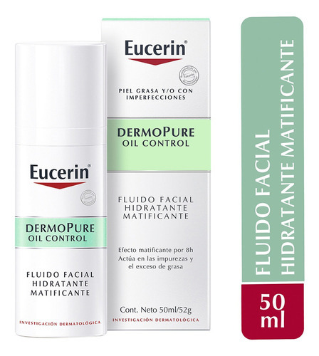 Fluido Eucerin Dermo Pure Oil Control Fluido Facial Eucerin Dermopure Oil Control día/noche para piel grasa y/o con imperfecciones de 50mL/52g
