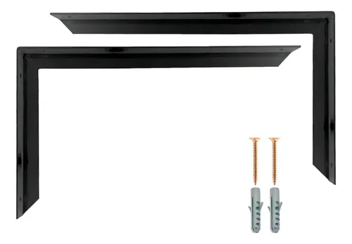 2 Suporte Mão Francesa Reforçada 50cm Preto + Parafusos