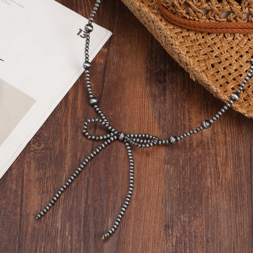 Cuello De Perlas Navajo Con Lazo, Lazo, Vaquera, Vaquera, Va