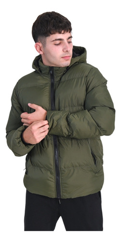 Campera Hombre Corderito Capucha Desmontable Bolsillo Cierre