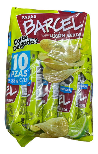 Papas Barcel Limon Verde 10pz