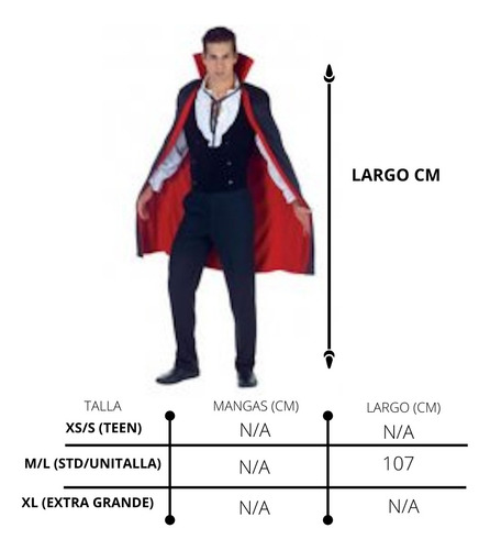 Disfraz Capa De Vampiro Adulto Con Accesorios