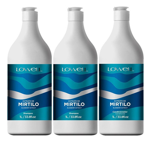  Kit Extrato De Mirtilo 2 Shampoos + 1 Condicionador 1 Litro