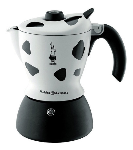 Cafetera Bialetti Mukka Express 2 Cups manual negra y blanca italiana