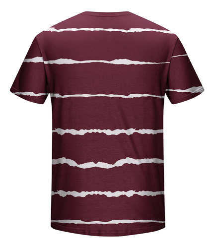 Camiseta Casual Con Cuello Redondo Y Estampado De Rayas Para