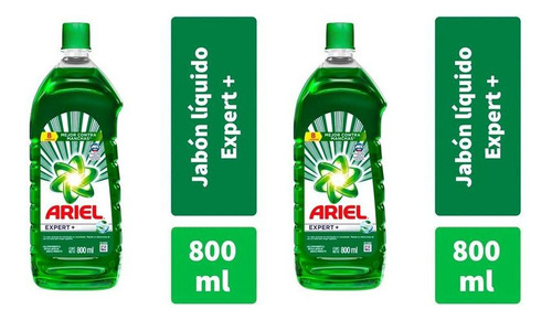  Jabón Ariel Exper + Líquido Lava Ropa 800ml. Pack X2