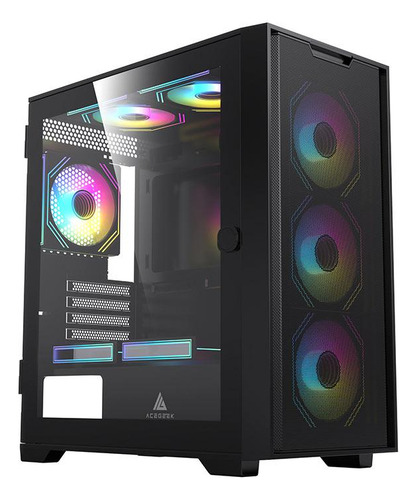 Gabinete Gamer Acegeek Xrader Mini, Mid-t Lat De Vidro Preto