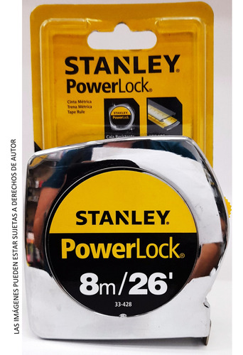 Cinta Métrica Powerlock Caja Metálica 8m Stanley 33-428s