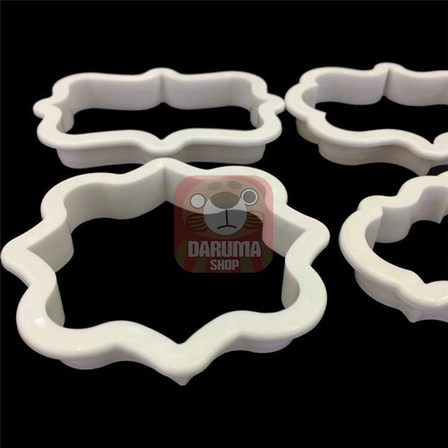 Imagen 3 de 9 de Set X4 Cortante Marco Cartel Vintage Galleta Fondant Deco
