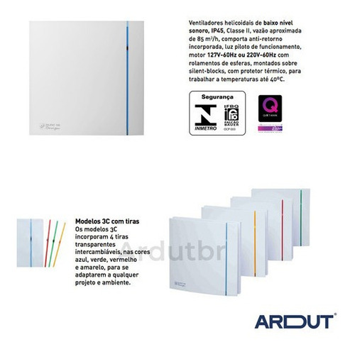 Exaustor Para Banheiro Silent 200cz Design 3c S&p 110v 220v Voltagem 127v