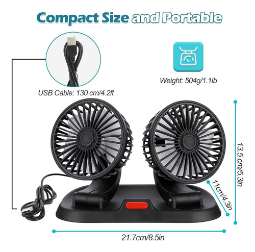 2025 Usb Recargable Mini Coche Fan 12/24v Enfriamiento De