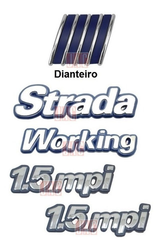 Emblema Strada Working + 1.5mpi + Fiat Do Capô - 1998 À 2000